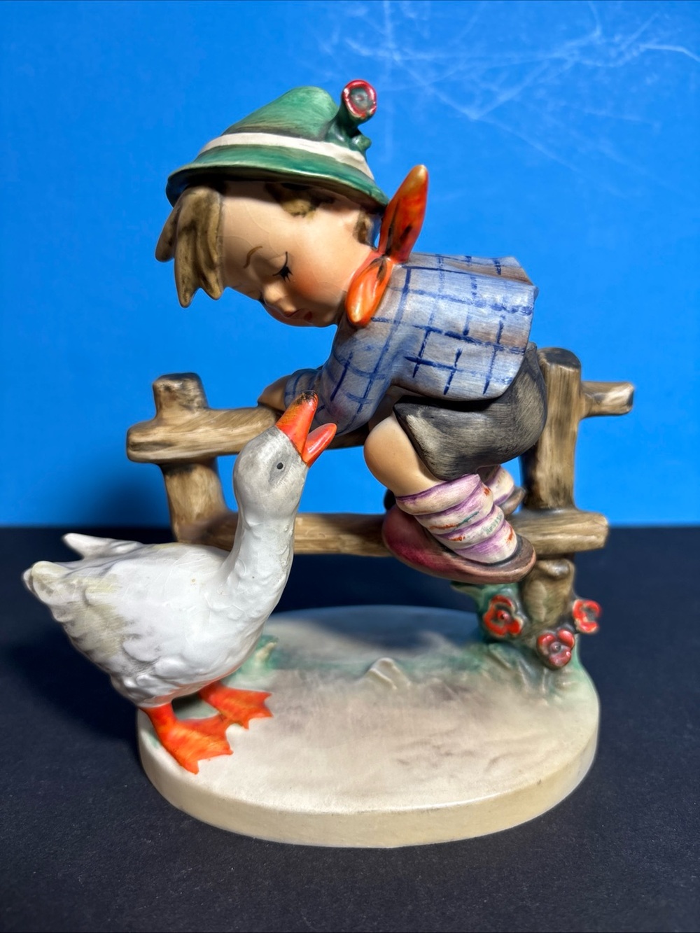 Vintage Hummel "Barnyard Hero" Boy & Goose  #195 /1 TM4 - 6" W. Germany